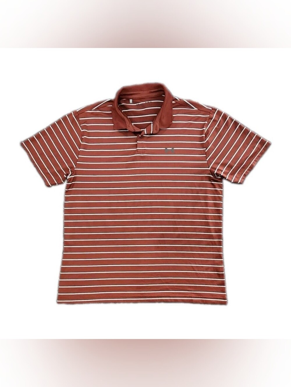 Men’s Under Armour Heatgear Rust Striped Polo Shirt Loose XL